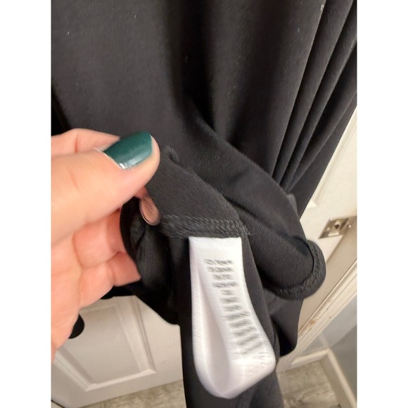 Susan Graver Black Liquid Knit A-Line Midi Dress Short Flutter Sleeve Small - Picture 5 of 9